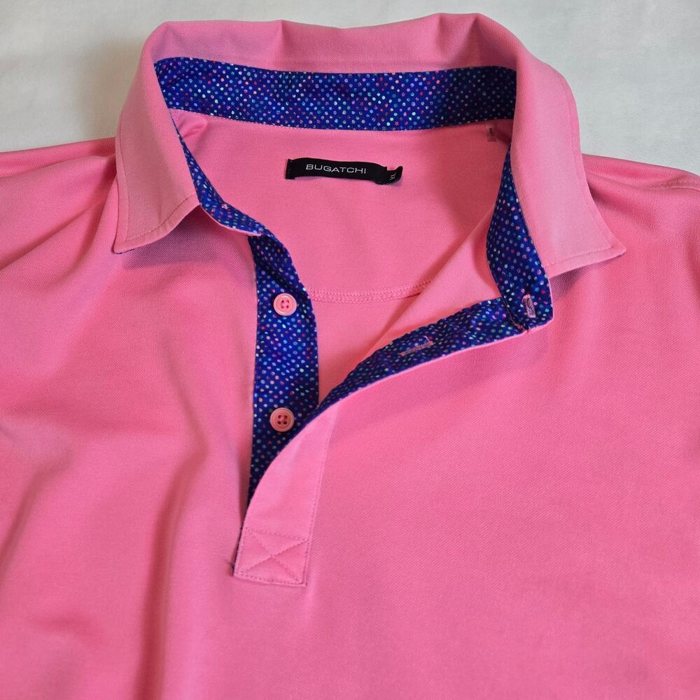 Bugatchi Short Sleeve Polo Shirt Pink Modal Blend – Size XL